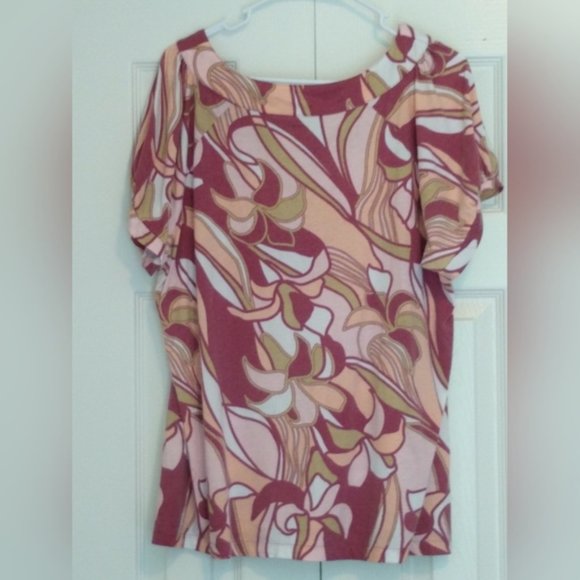 A.N.A Pink and Mauve Swirl Print Swing Short Sleeve Shirt Size 1X - Picture 3 of 8